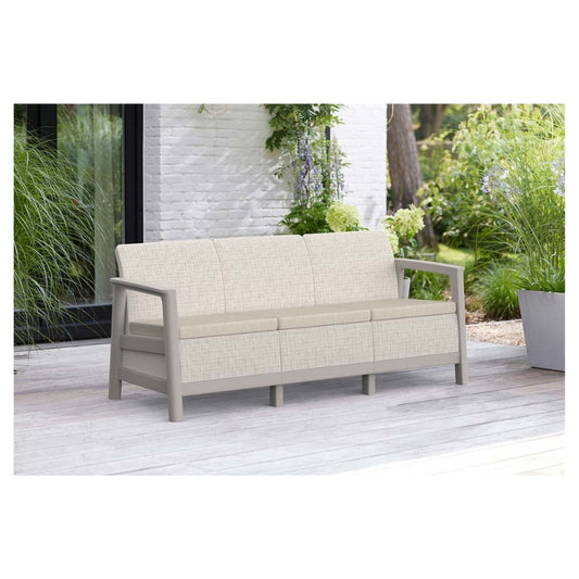 Dārza dīvāns trīsvietīgs Scandi Linea 3 Seater Sofa oļu pelēks/gaiši bēšs