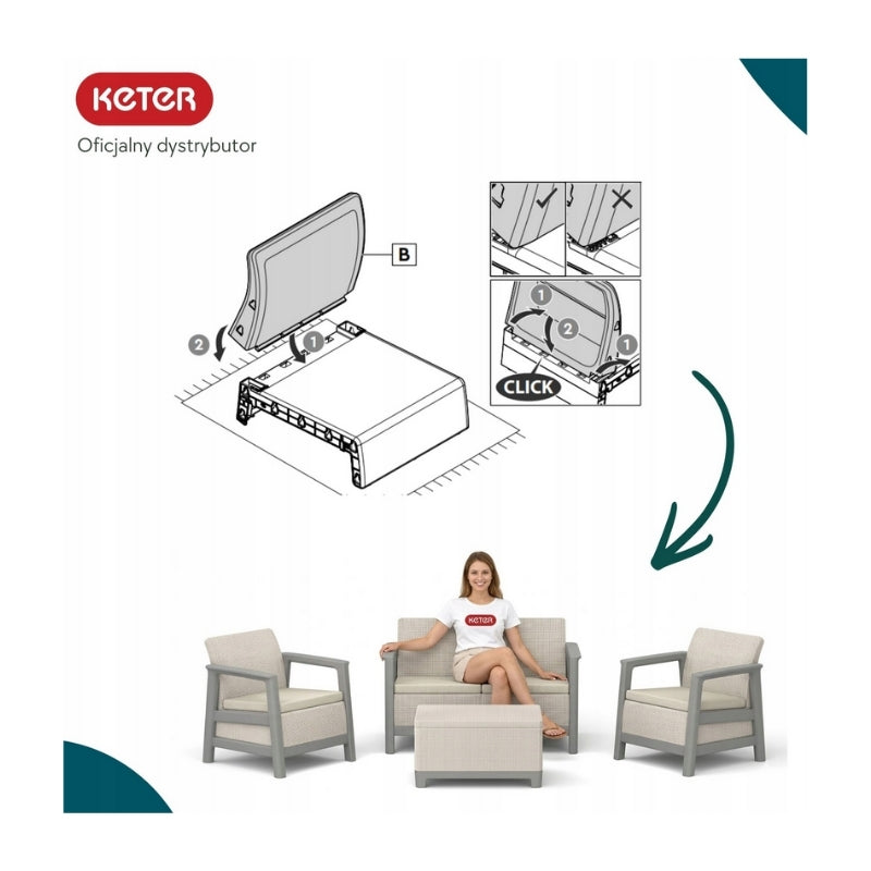 Dārza mēbeļu komplekts Scandi Linea 2 Seater Set oļu pelēks/gaiši bēšs