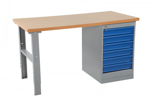 Верстак с 6 выдвижными ящиками и столешницей из МДФ 1600x800мм