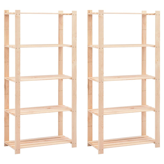 5-Līmeņu Glabāšanas Plaukti, 2 Gab., 80X38X170 Cm, Priedes Koks - HOLDORS