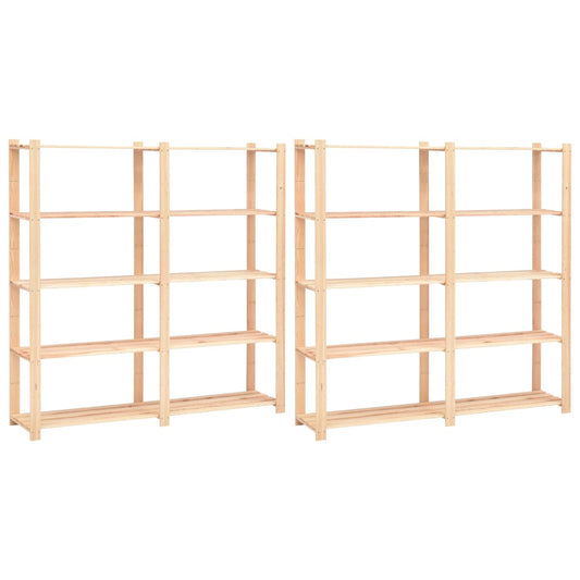 5-Līmeņu Glabāšanas Plaukti, 2 Gb., 170X38X170 Cm, Priedes Koks - HOLDORS