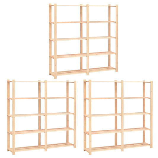 5-Līmeņu Glabāšanas Plaukti, 3 Gb., 170X38X170 Cm, Priedes Koks - HOLDORS