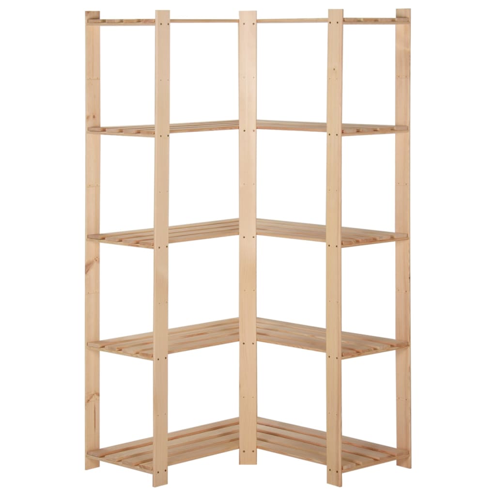 5-Līmeņu Stūra Plaukts, 82,5X82,5X170 Cm, Priedes Masīvkoks - HOLDORS