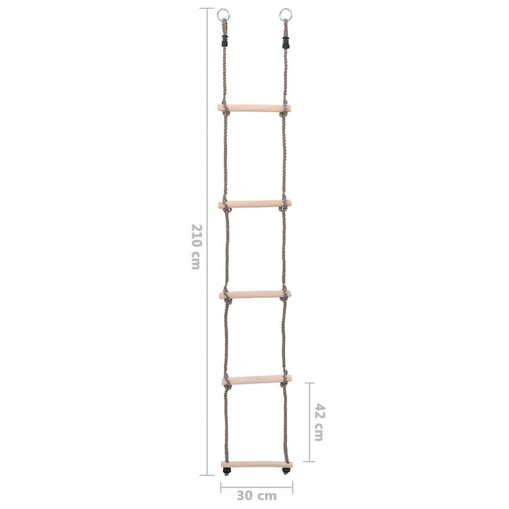 5 Pakāpienu Virves Kāpnes, 210 Cm, Priedes Masīvkoks - HOLDORS