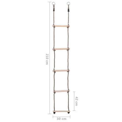 5 Pakāpienu Virves Kāpnes, 210 Cm, Priedes Masīvkoks - HOLDORS