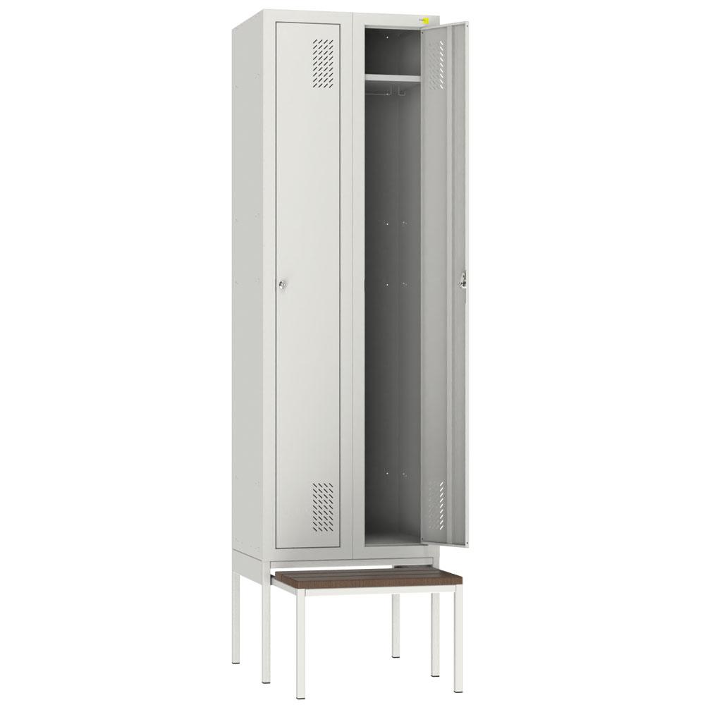 Metal wardrobe with a pull-out bench SHOM-300/2