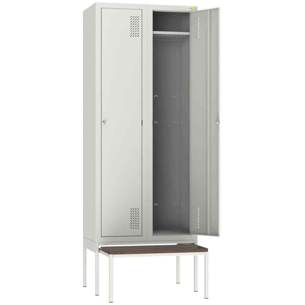 Metal clothes cabinet with a pull-out bench SHOM-400/2
