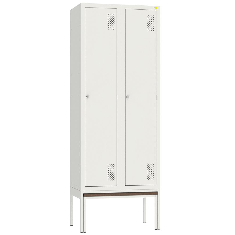 Metal clothes cabinet with a pull-out bench SHOM-400/2