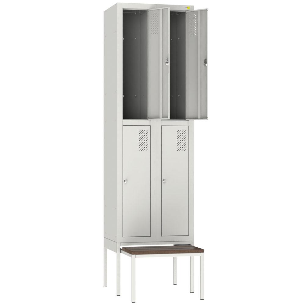 Metal wardrobe with a pull-out bench SHOM-300/2/4