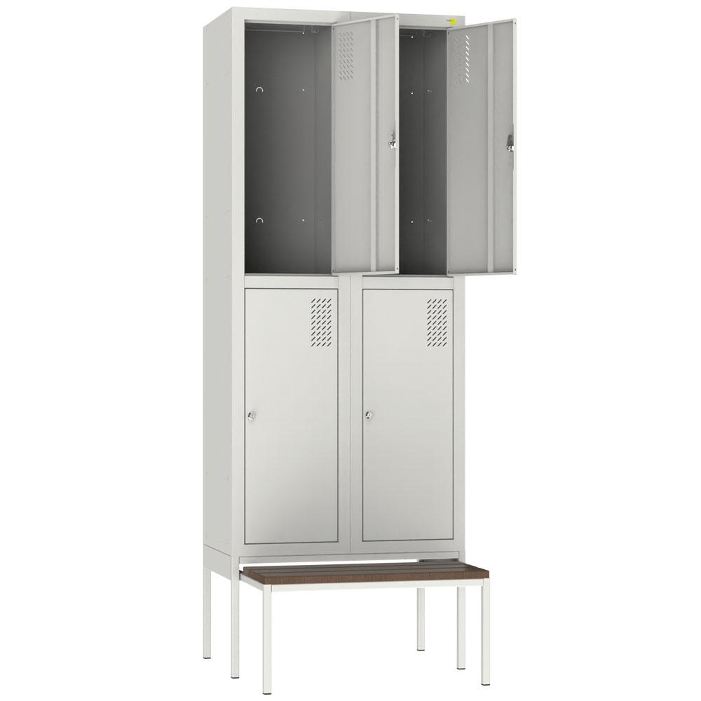 Metal clothes cabinet with a pull-out bench SHOM-400/2/4