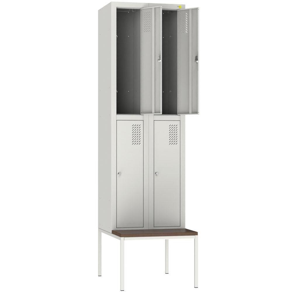 Metal clothes cabinet with bench SHOM-300/2/4