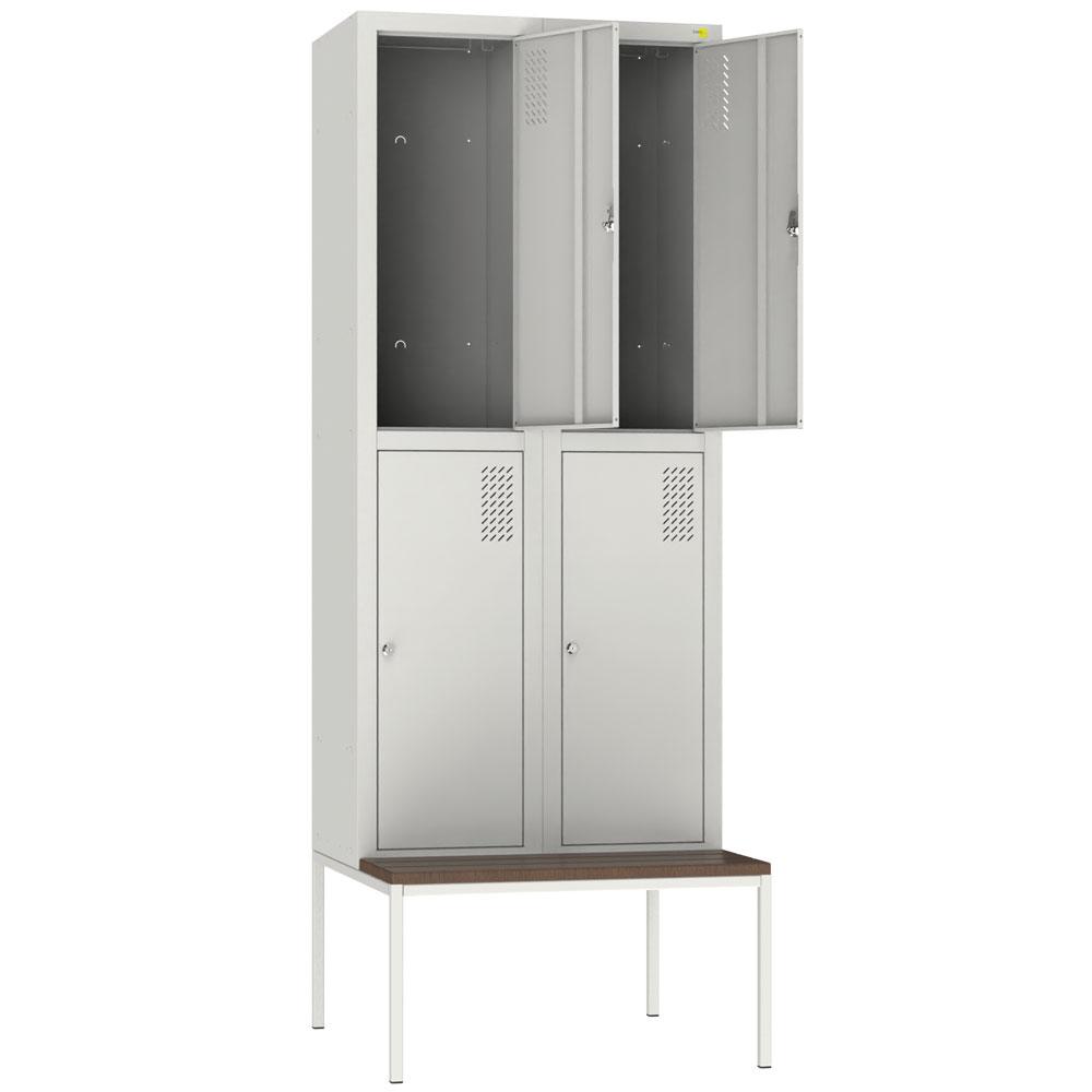Metal clothes cabinet with bench SHOM-400/2/4