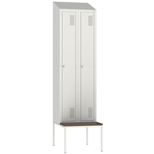 Metal clothes cabinet with bench SHOM-300/2 with roof