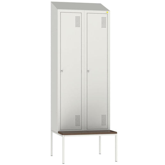 Metal clothes cabinet with bench SHOM-400/2 with roof