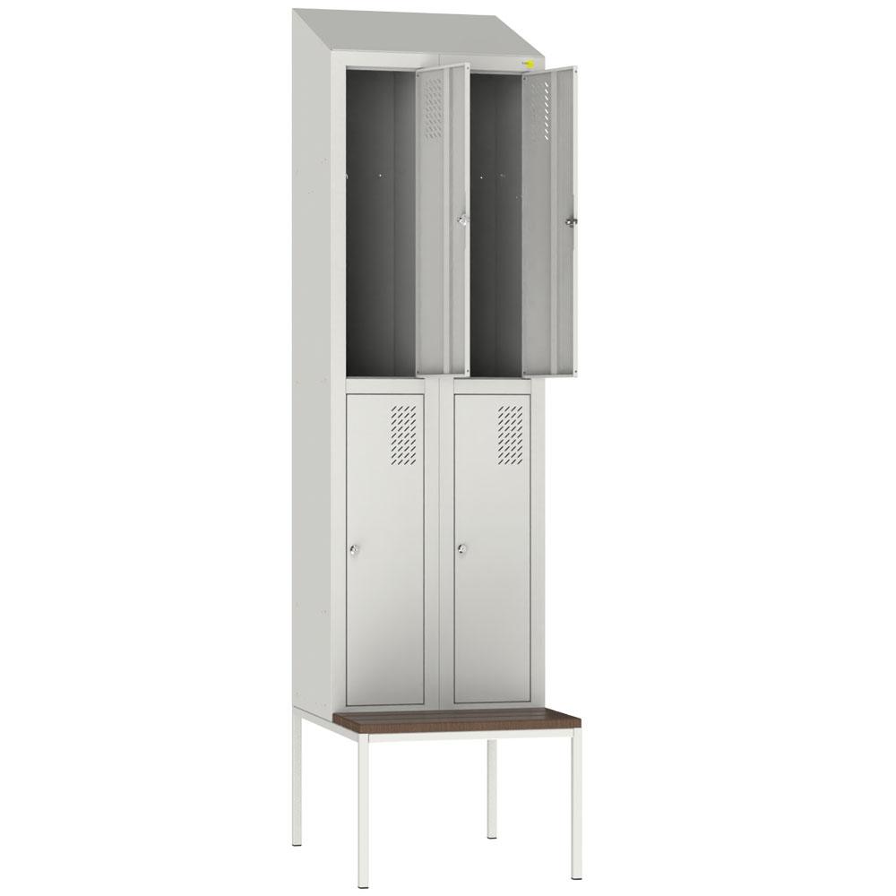 Metal clothes cabinet with bench SHOM-300/2/4 with roof