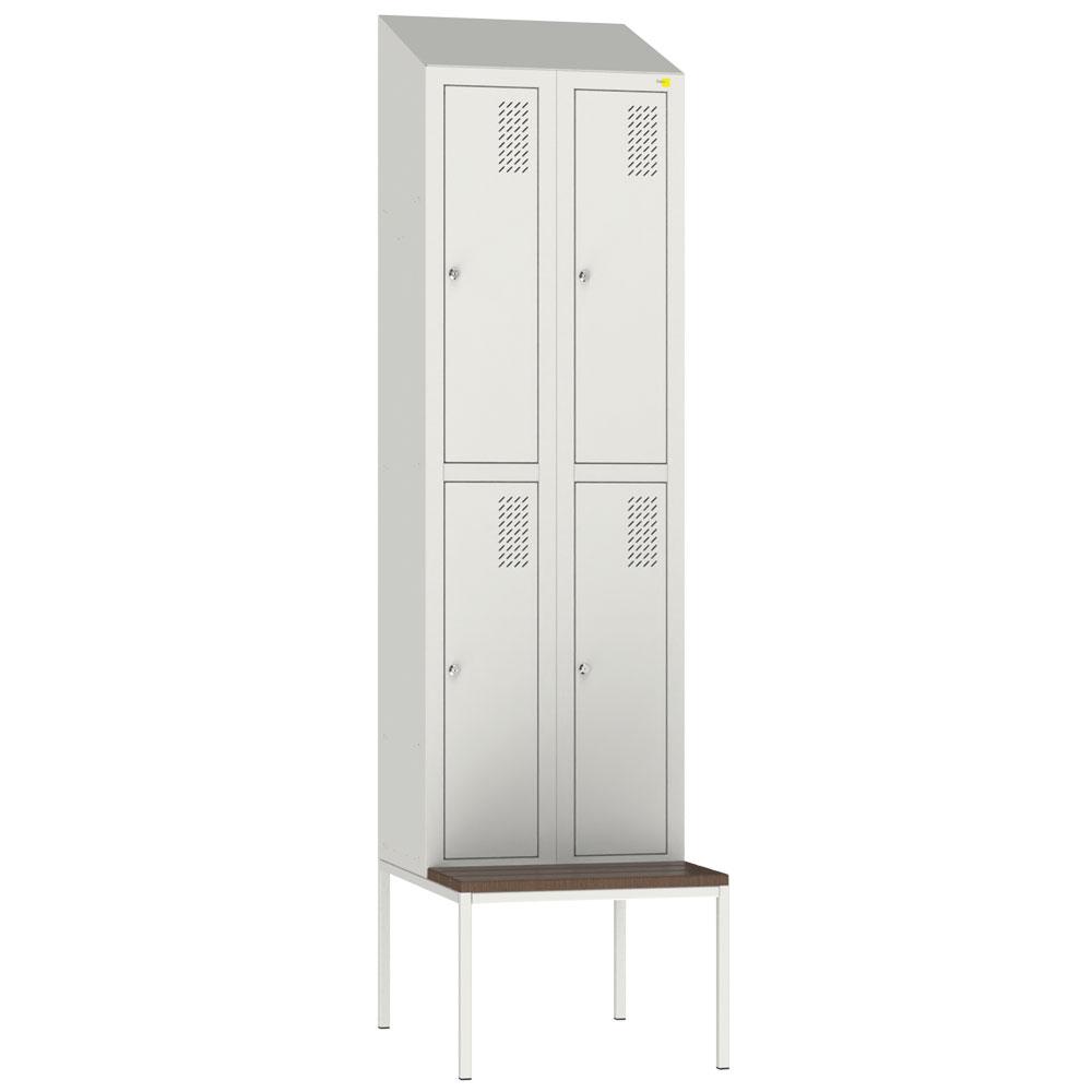 Metal clothes cabinet with bench SHOM-300/2/4 with roof