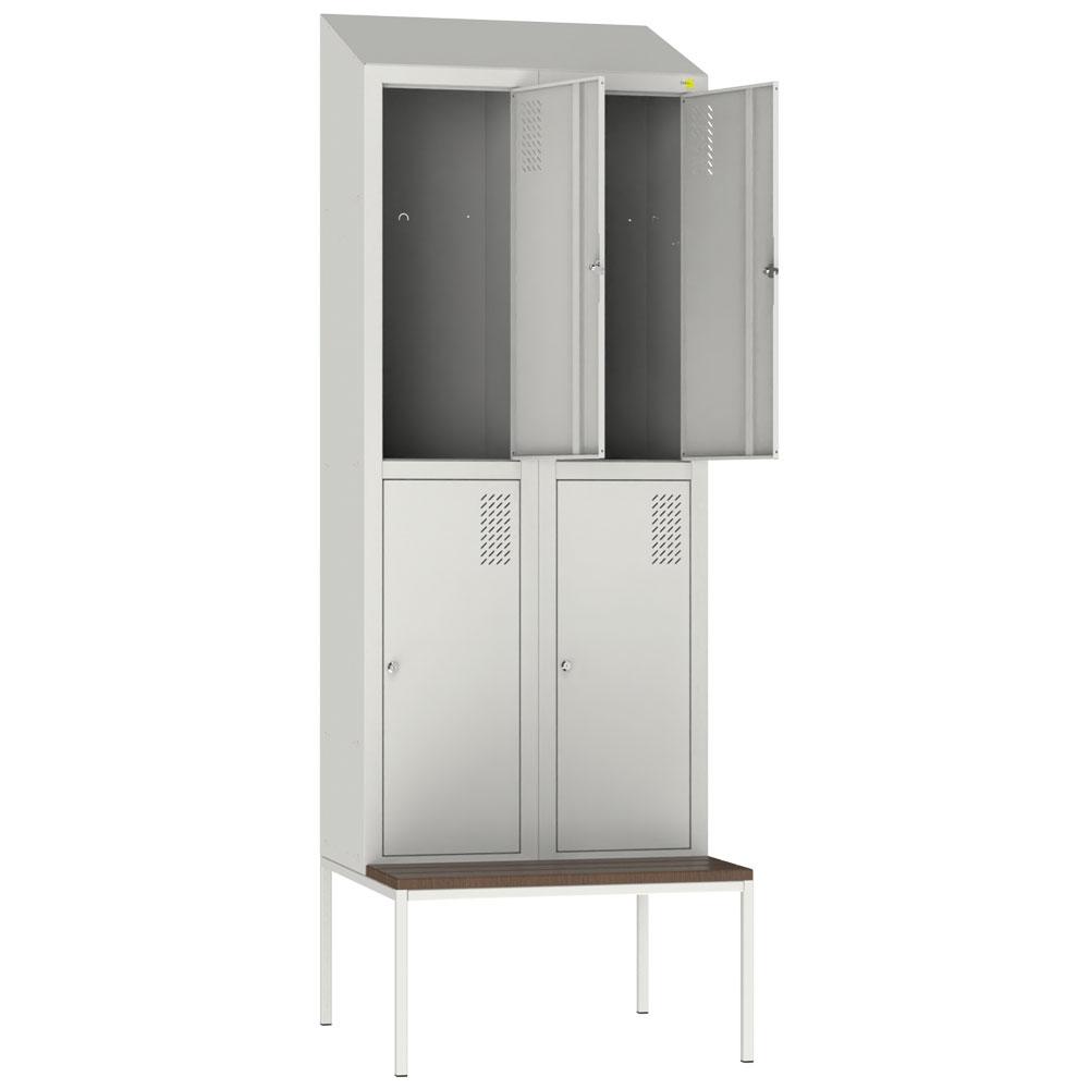 Metal clothes cabinet with bench SHOM-400/2/4 with roof