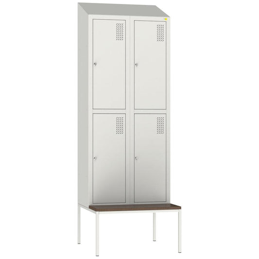 Metal clothes cabinet with bench SHOM-400/2/4 with roof