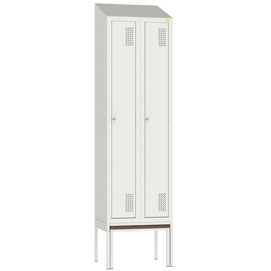 Metal clothes cabinet with pull-out bench SHOM-300/2 and roof