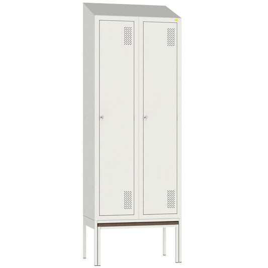 Metal clothes cabinet with pull-out bench SHOM-400/2 and roof