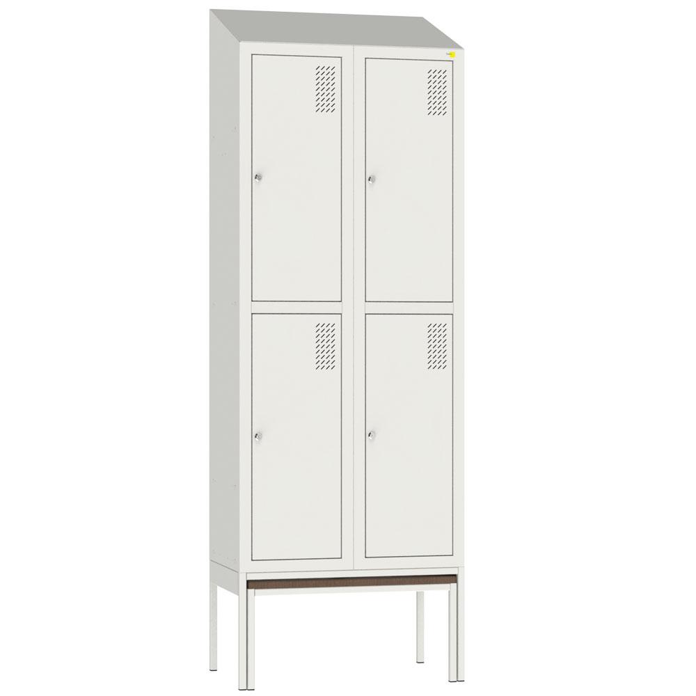 Metal clothes cabinet with pull-out bench SHOM-400/2/4 and roof