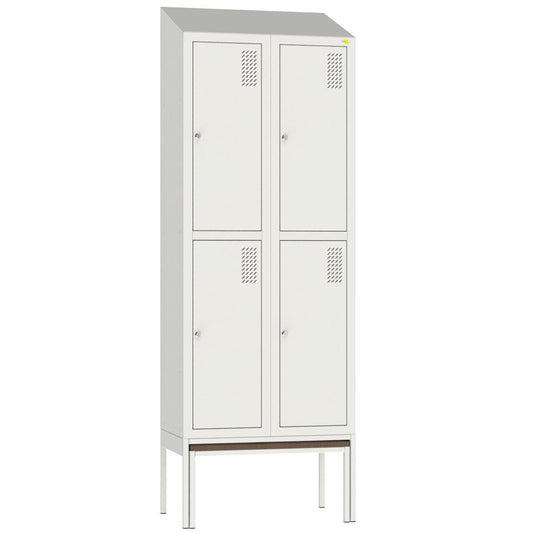 Metal clothes cabinet with pull-out bench SHOM-400/2/4 and roof