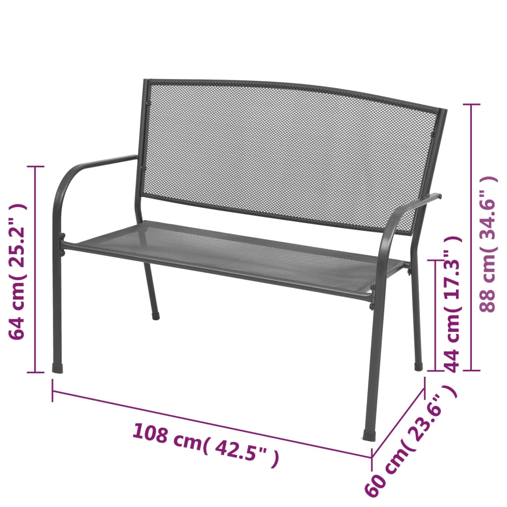 Dārza Sols, 108 Cm, Tērauda Siets, Antracītpelēks