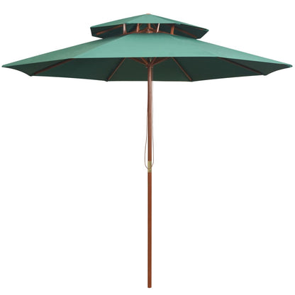 Saulessargs Ar Dubultu Jumtu, 270X270 Cm, Koka Kāts, Zaļš