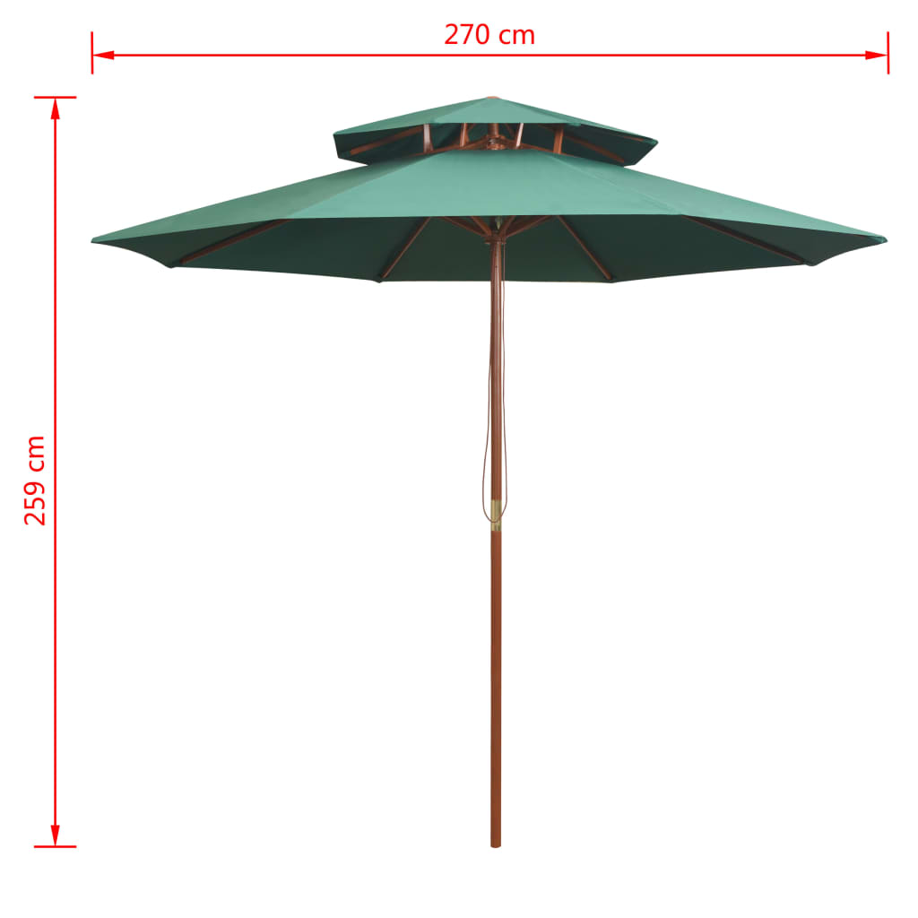 Saulessargs Ar Dubultu Jumtu, 270X270 Cm, Koka Kāts, Zaļš