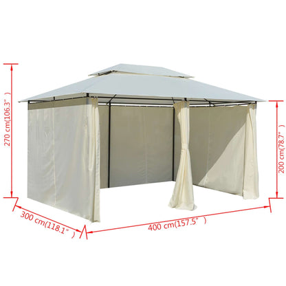 Dārza Nojume Ar Aizkariem, 4X3 M, Balta