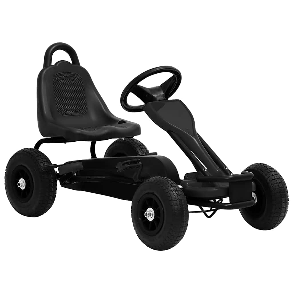 Gokarts Ar Pedāļiem Un Pneimatiskajām Riepām, Melns
