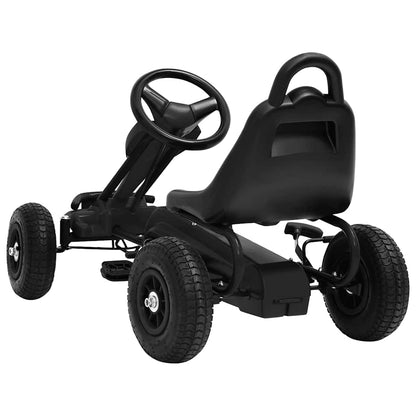 Gokarts Ar Pedāļiem Un Pneimatiskajām Riepām, Melns
