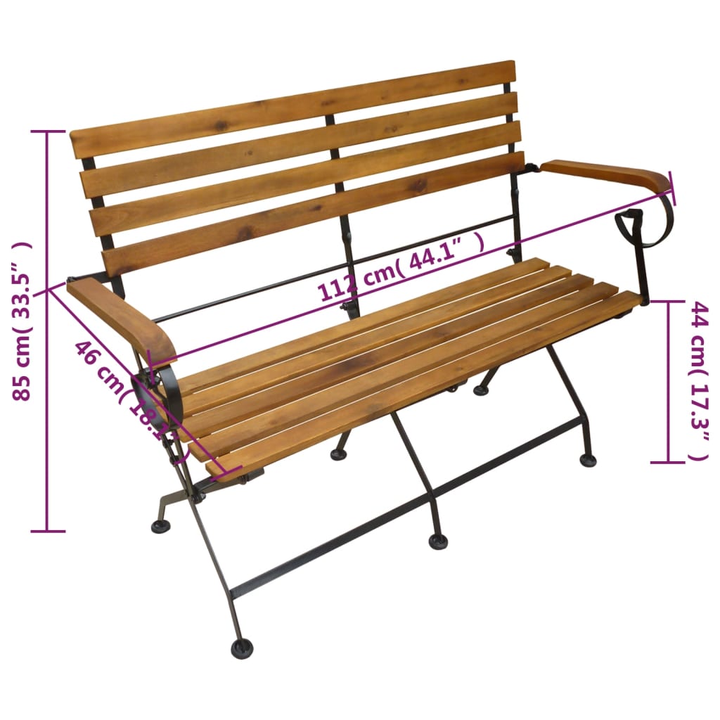 Saliekams Dārza Sols, 112 Cm, Akācijas Masīvkoks