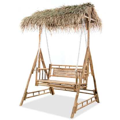 Divvietīgs Dārza Šūpuļsols, Palmu Lapas, Bambuss, 202 Cm