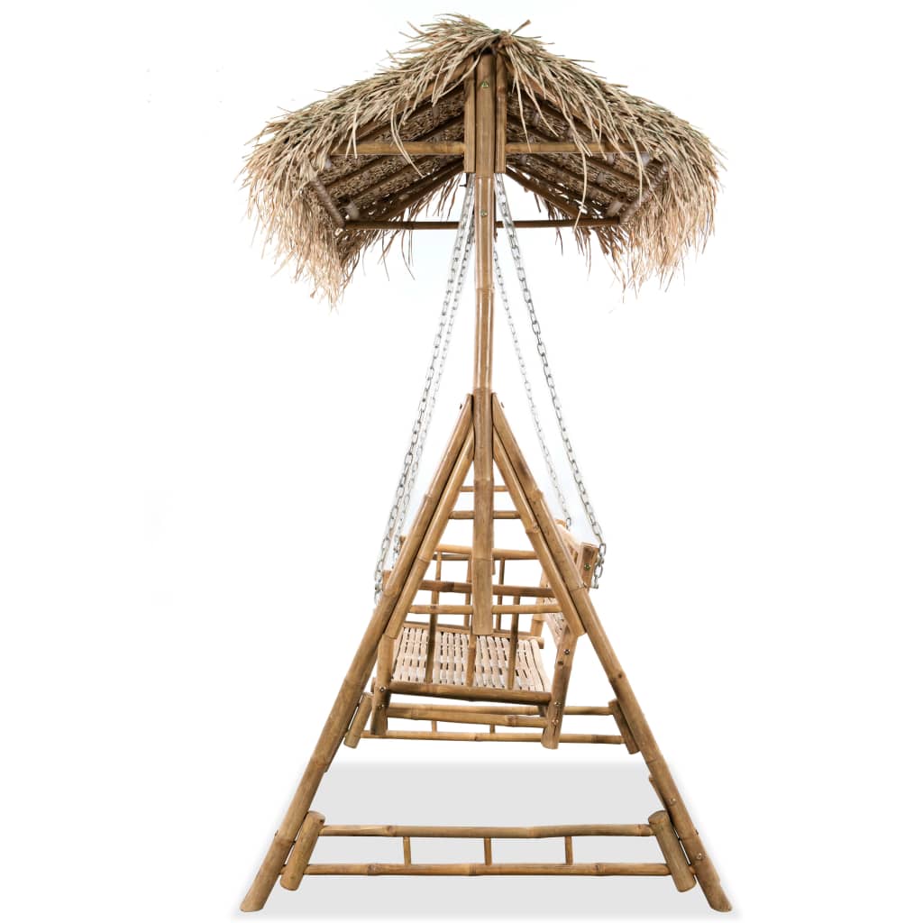 Divvietīgs Dārza Šūpuļsols, Palmu Lapas, Bambuss, 202 Cm