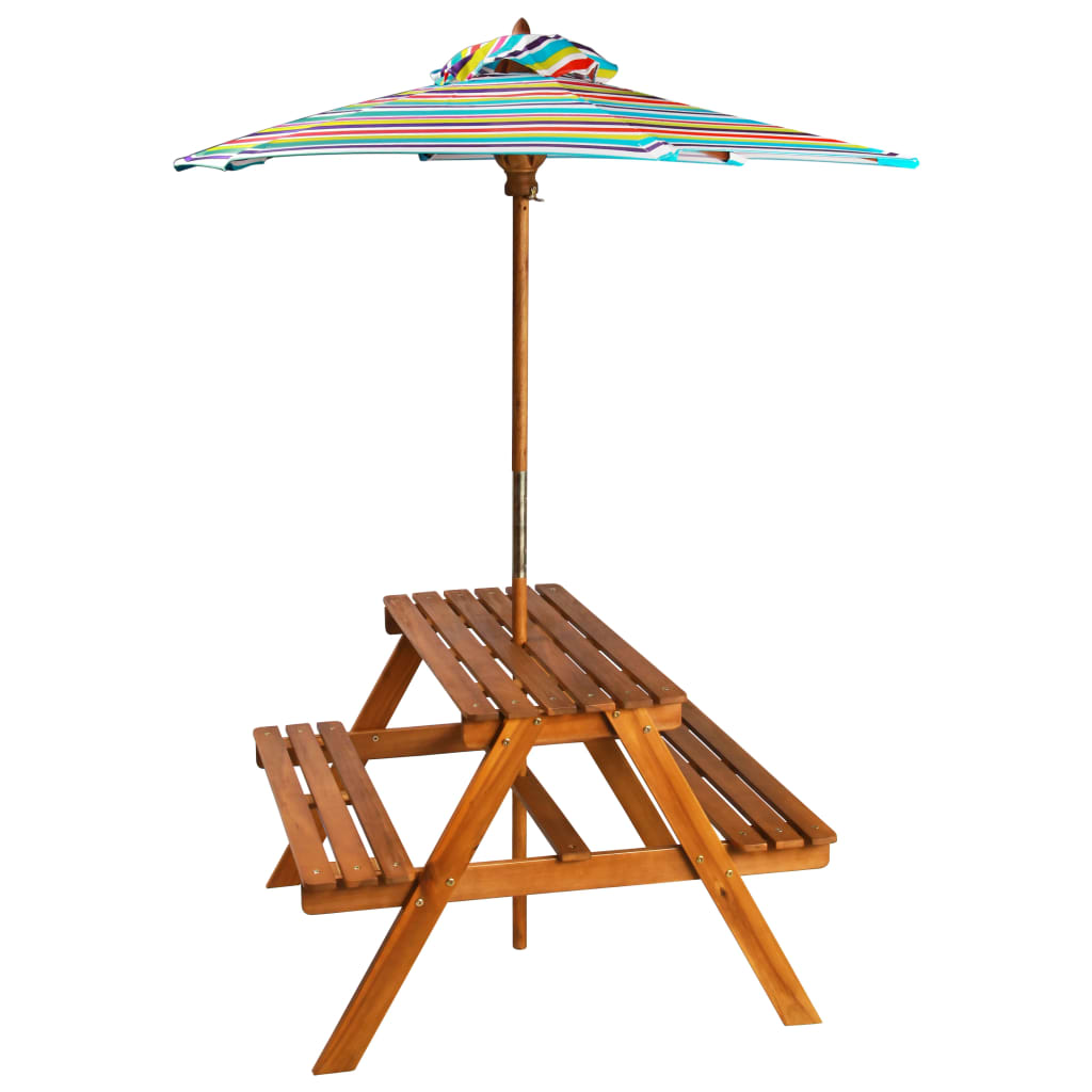 Bērnu Piknika Galds Ar Saulessargu, 79X90X60 Cm, Akācijas Koks