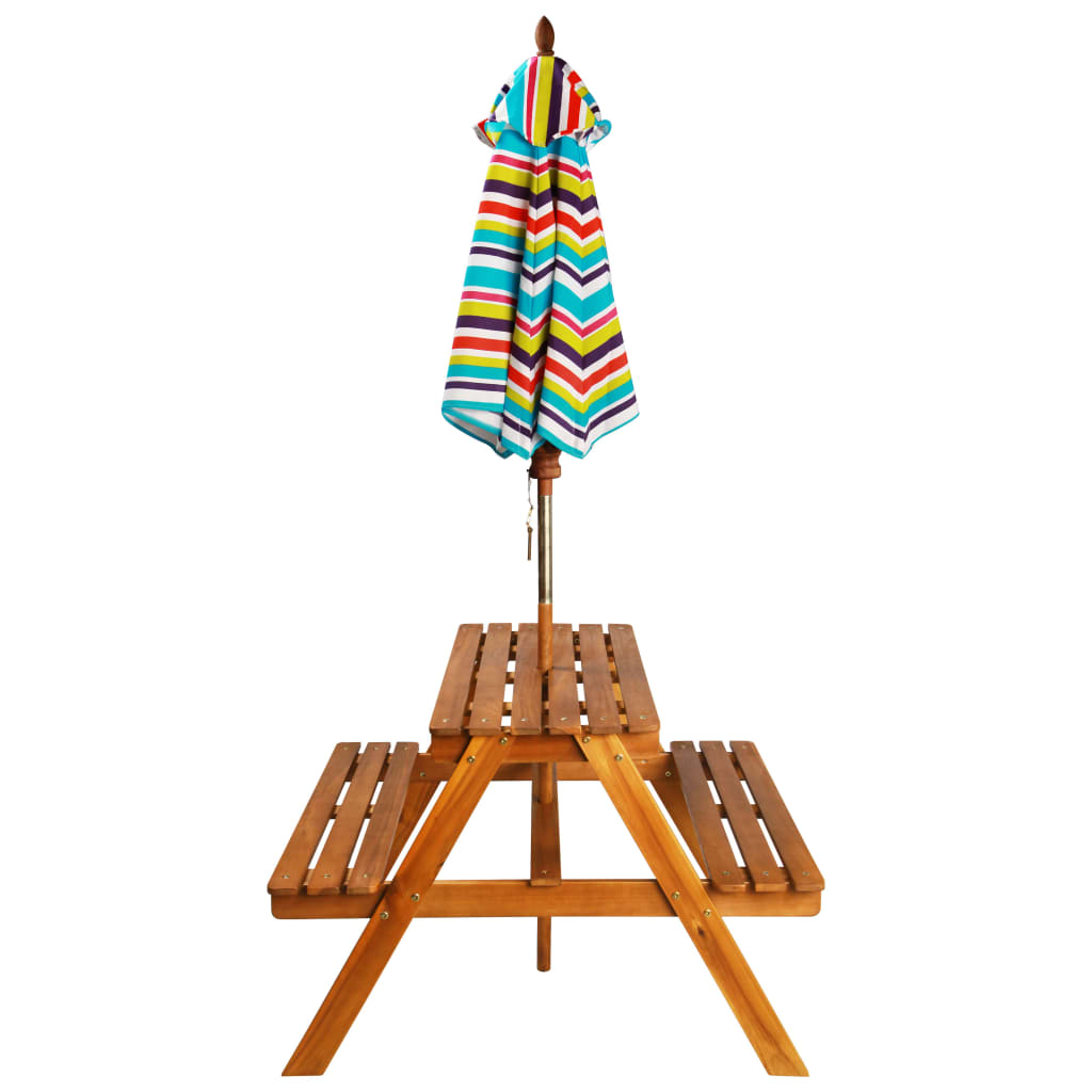 Bērnu Piknika Galds Ar Saulessargu, 79X90X60 Cm, Akācijas Koks