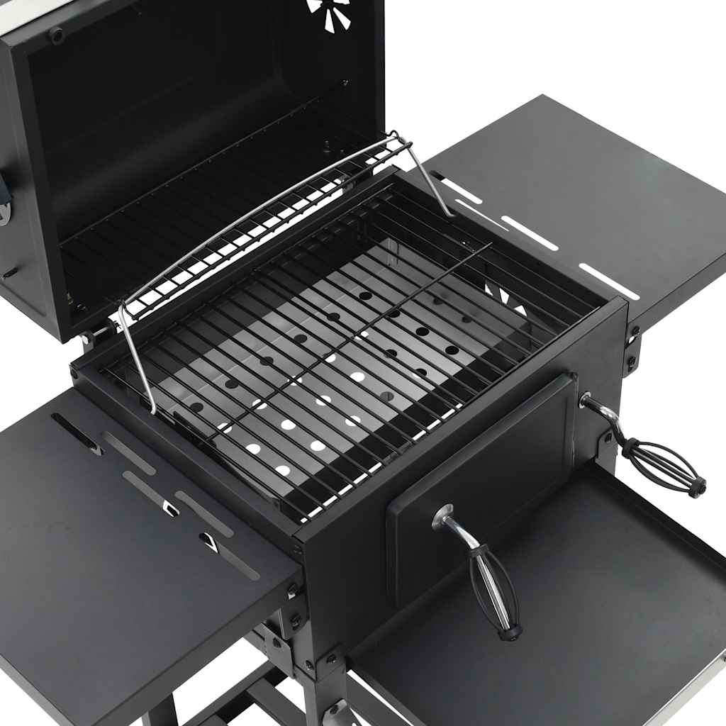 Kokogļu Barbekjū Grils, Ar Apakšējo Plauktu, Melns