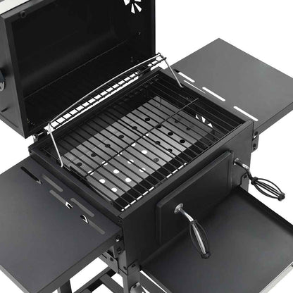 Kokogļu Barbekjū Grils, Ar Apakšējo Plauktu, Melns