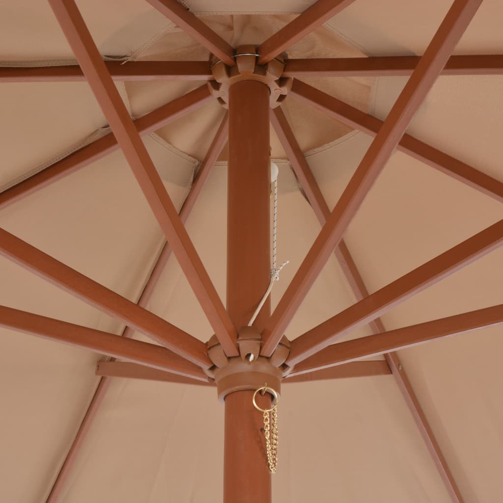 Dārza Saulessargs Ar Koka Kātu, 300 Cm, Pelēkbrūns