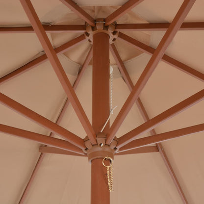 Dārza Saulessargs Ar Koka Kātu, 300 Cm, Pelēkbrūns