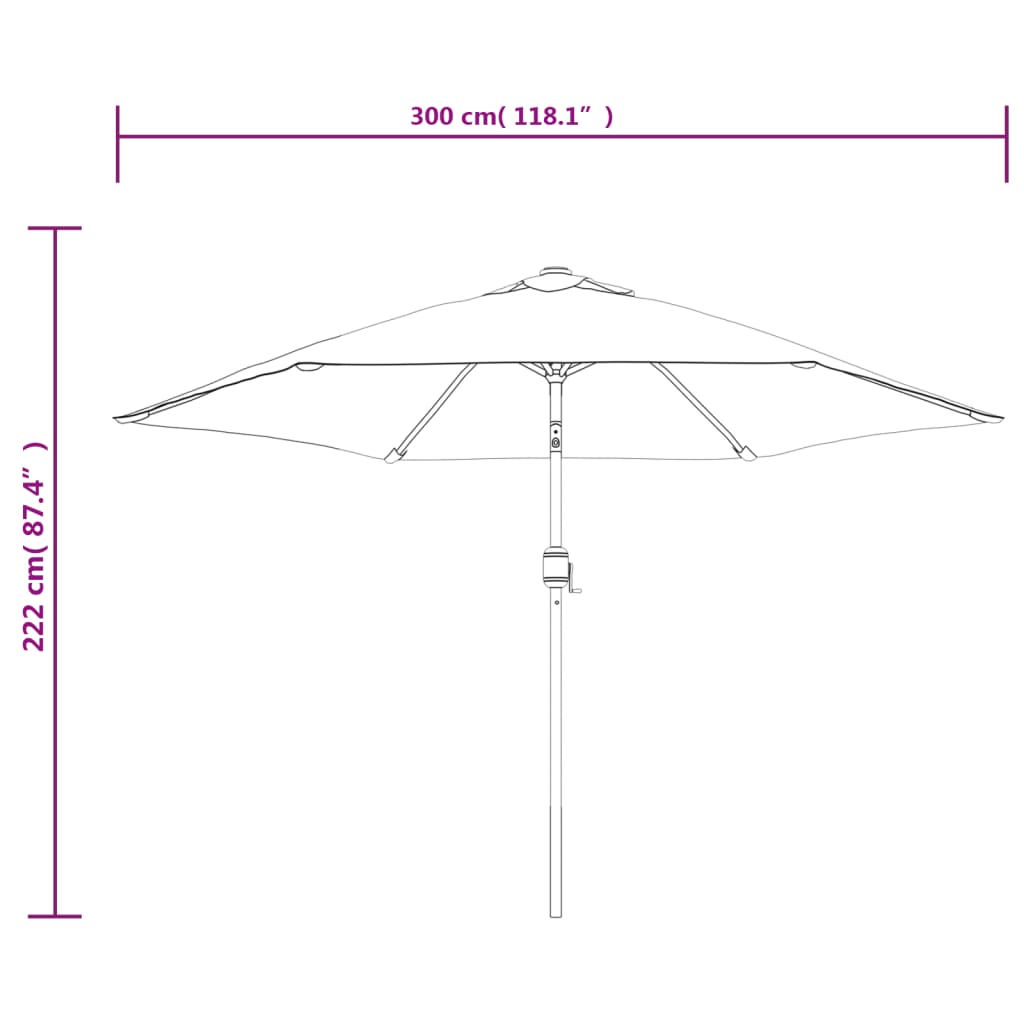Dārza Saulessargs Ar Metāla Kātu, 300 Cm, Antracītpelēks