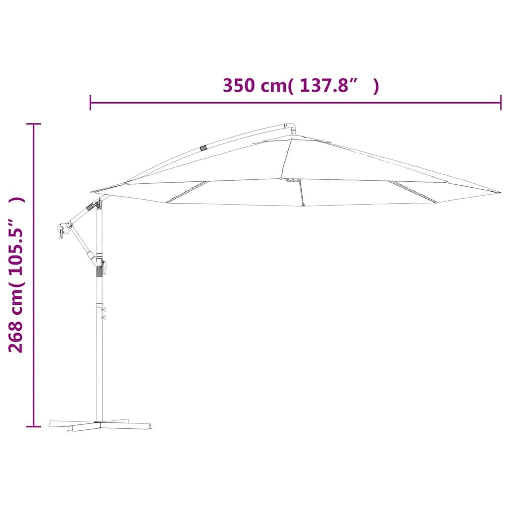 Saulessargs Ar Alumīnija Kātu, 350 Cm, Pelēkbrūns