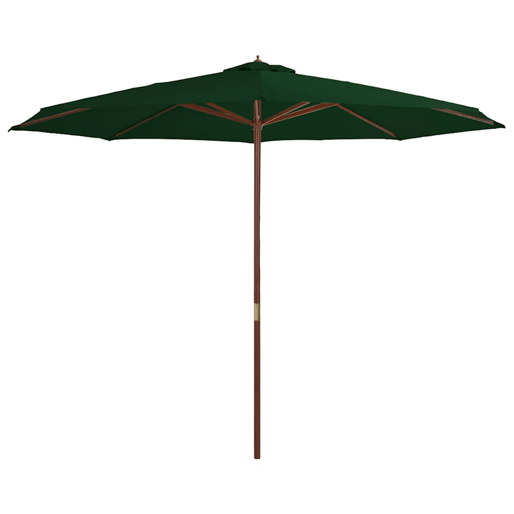 Dārza Saulessargs Ar Koka Kātu, 350 Cm, Zaļš