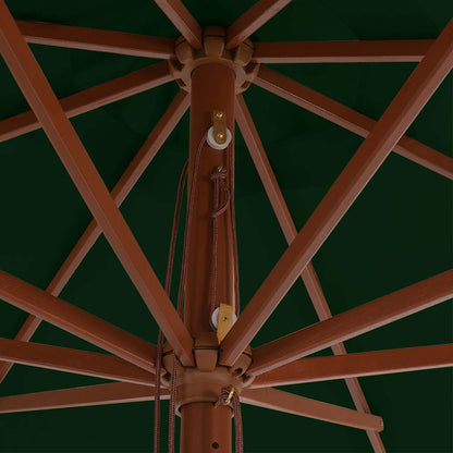 Dārza Saulessargs Ar Koka Kātu, 350 Cm, Zaļš