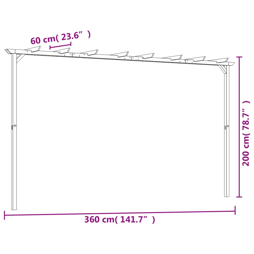 Dārza Pergola, Impregnēts Priedes Koks, 360X200X60 Cm