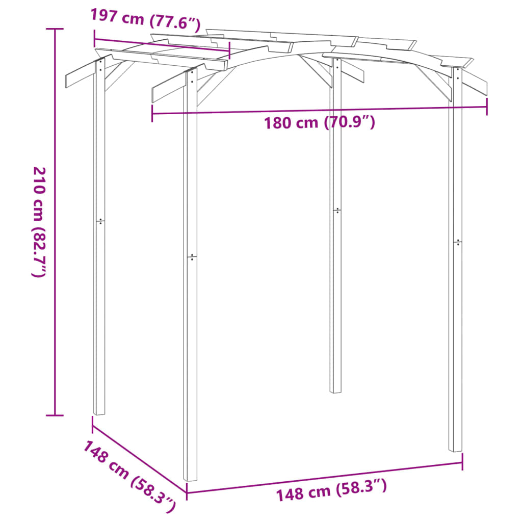 Dārza Pergola, Impregnēts Priedes Koks, 180X197X210 Cm