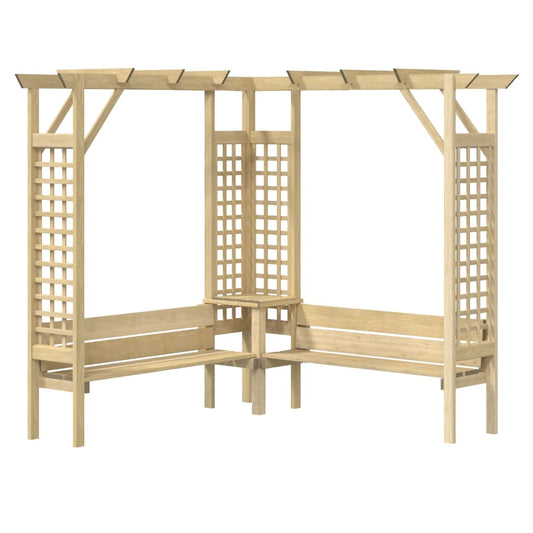 Stūra Pergola Ar Soliņu, Impregnēts Priedes Koks