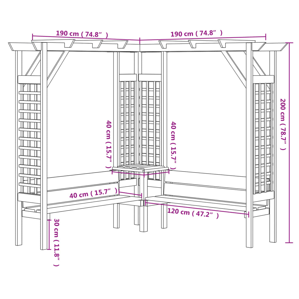 Stūra Pergola Ar Soliņu, Impregnēts Priedes Koks
