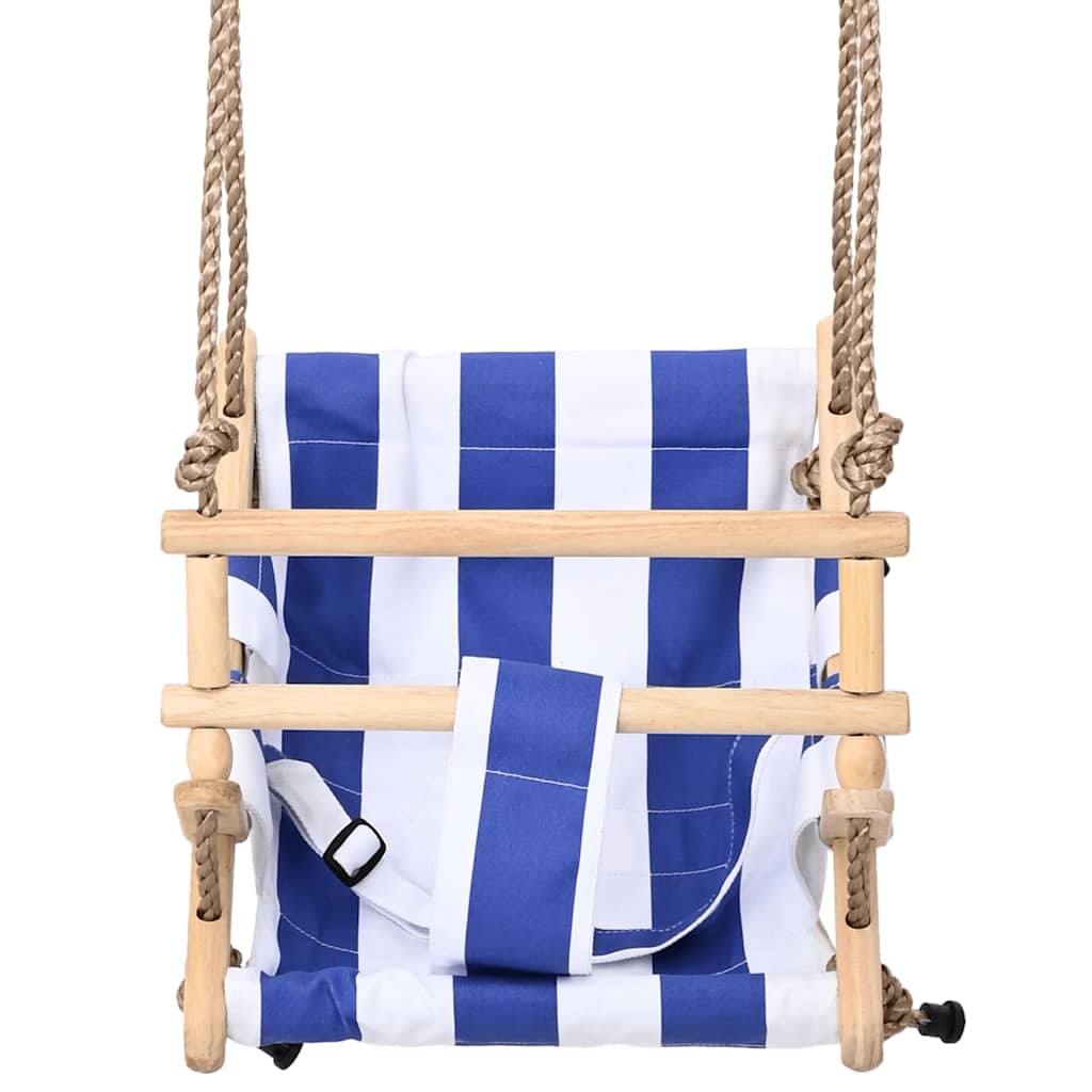 Bērnu Šūpoles Ar Drošības Jostu, Kokvilna, Koks, Zilas